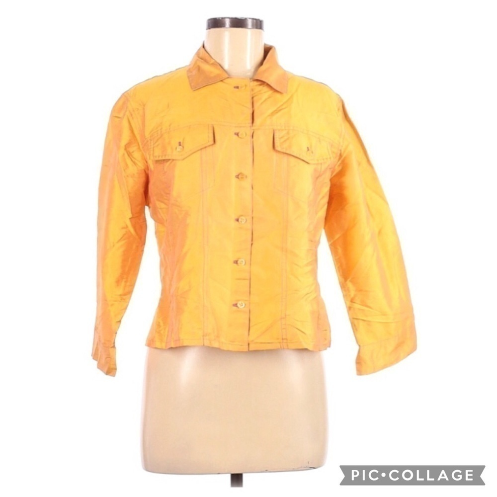 VTG Silk Box Duo-Chrome 100% Silk Button Up Blouse